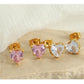 Pink White Zircon Heart Earrings/Necklace [304 Stainless Steel, 18K Gold Plated]