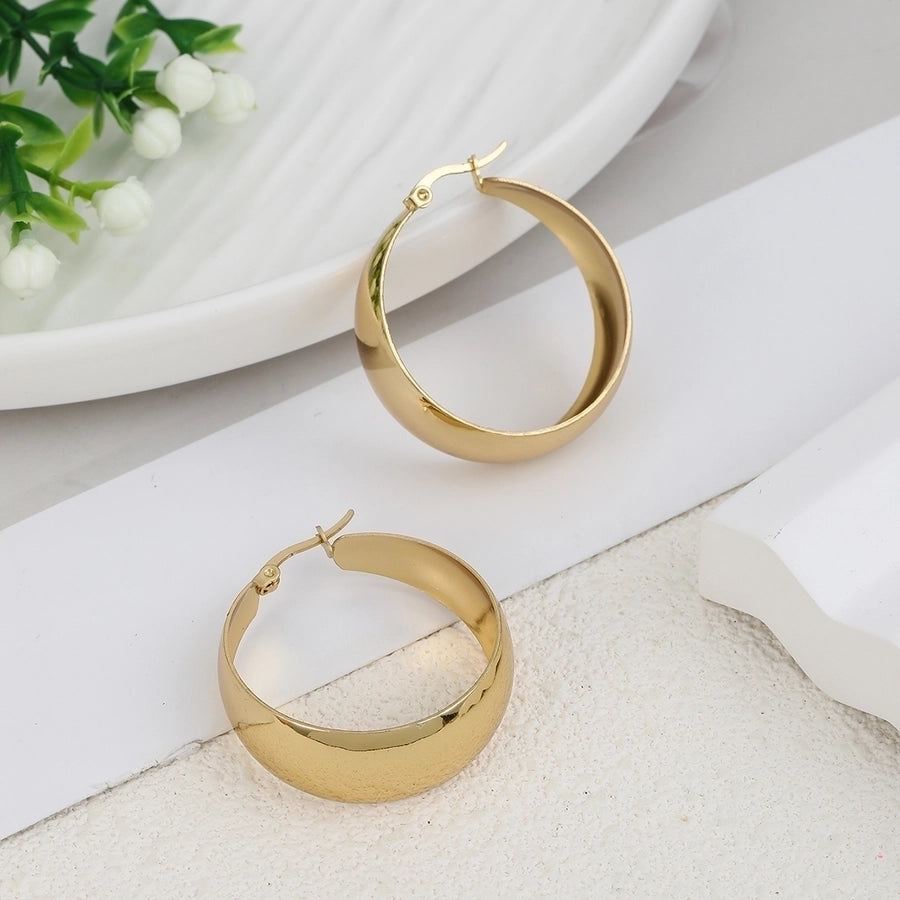 Round Hoop Earrings [304 Stainless Steel,18K Gold Plated]