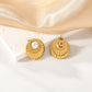 Pearl Round Earrings [316 Stainless Steel,18K Gold Plated]