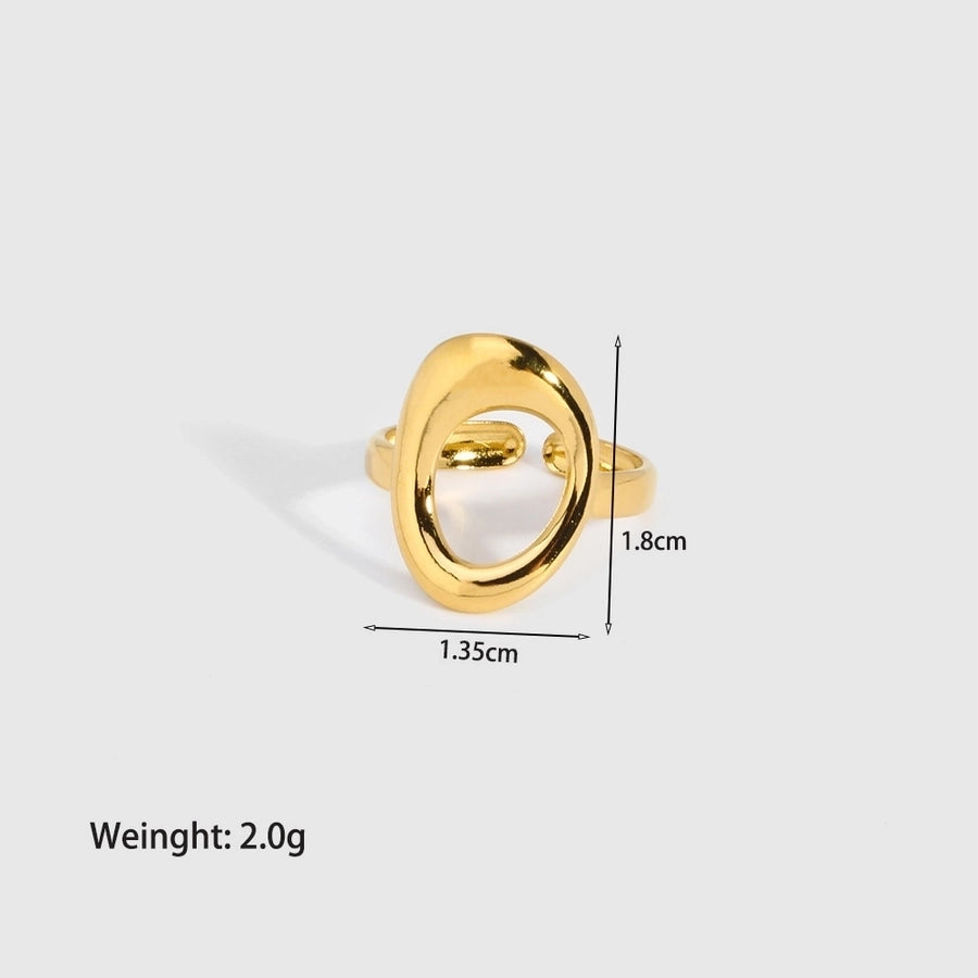 Streetwear Plating Leaf Heart Open Ring [304 Stainless Steel 18K Gold Plated]