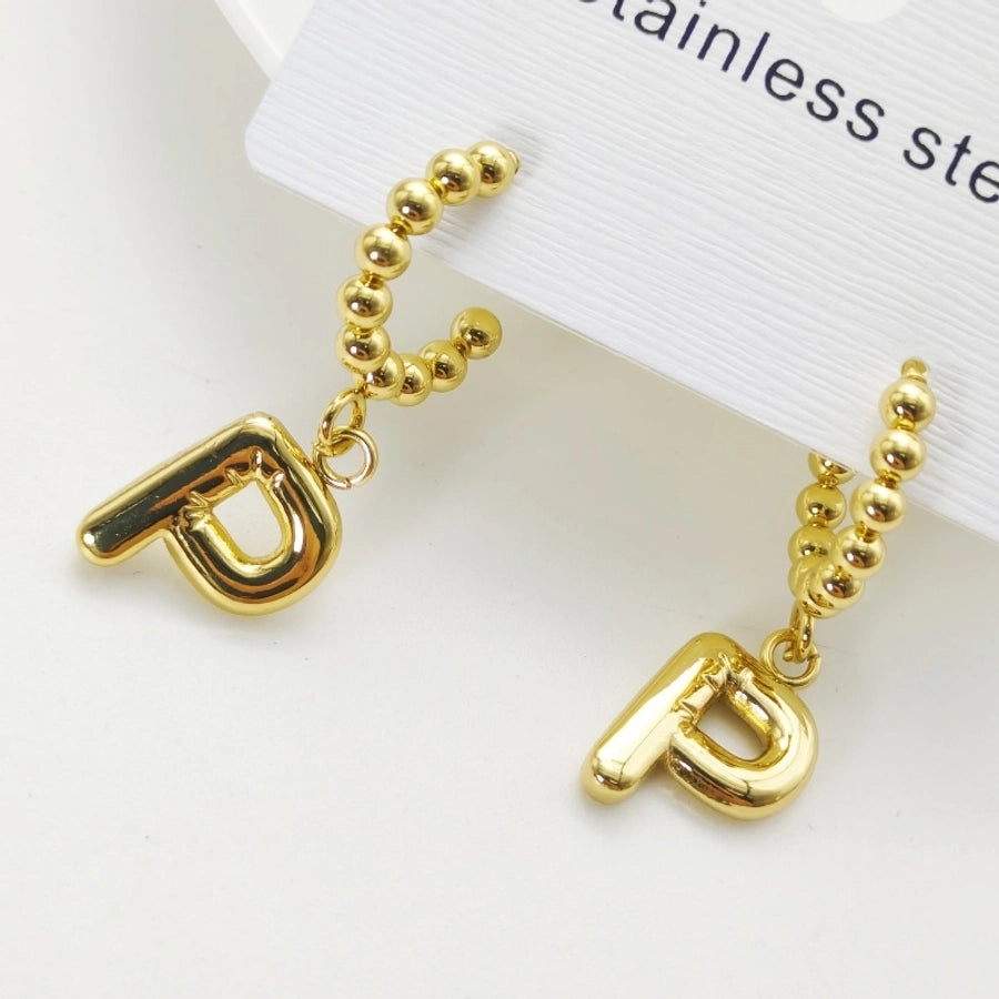 Letter Drop Earrings [304 Stainless Steel,18K Gold Plated]