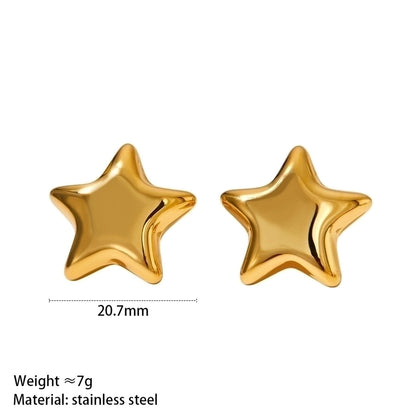 Star Earrings/Necklace [304 Stainless Steel, 16K Gold Plated]