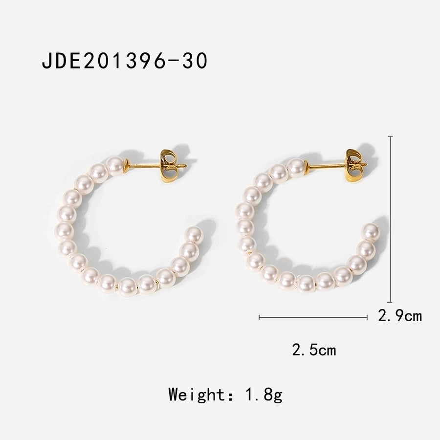 Pearl Hoop Earrings [304 Stainless Steel]