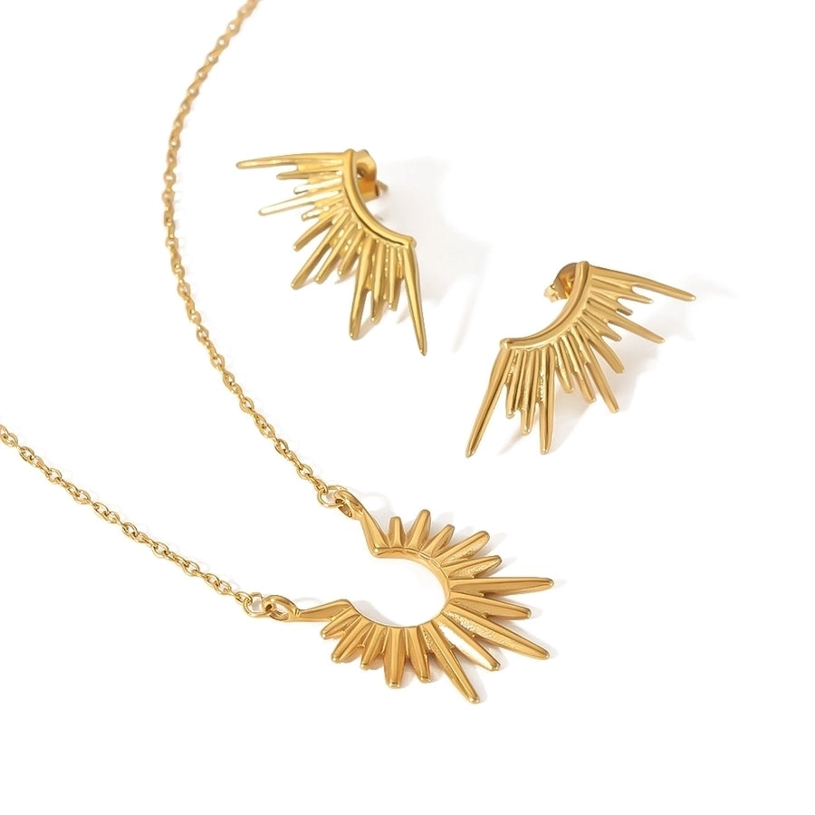 Sun Earrings/Necklace [304 Stainless Steel,18K Gold Plated]