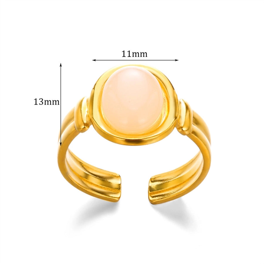 Estilo vintage Oval Opal Inclay Open Ring [304 Aço inoxidável]