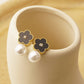 Flower Pearl Drop Earrings [304 Stainless Steel,18K Gold Plated]