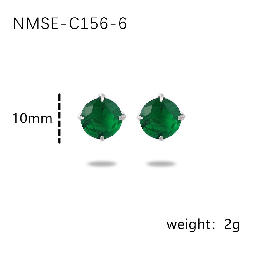 Round Colour Rhinestones Earrings [304 Stainless Steel]