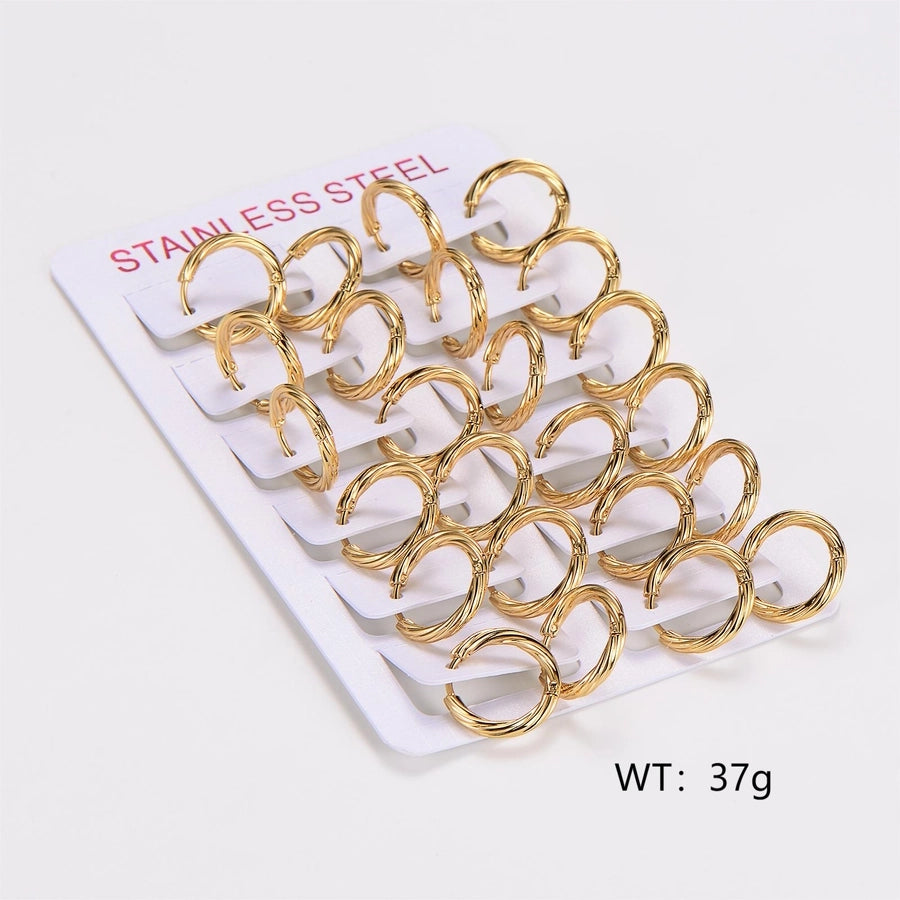 Pack of 12 Pair Spiral  Hoop Earrings Earrings [304 Stainless Steel]