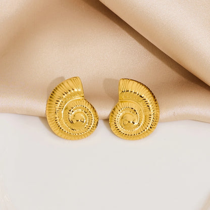 Snail-Shaped Ear Studs [316 Stainless Steel,18K Gold Plated]