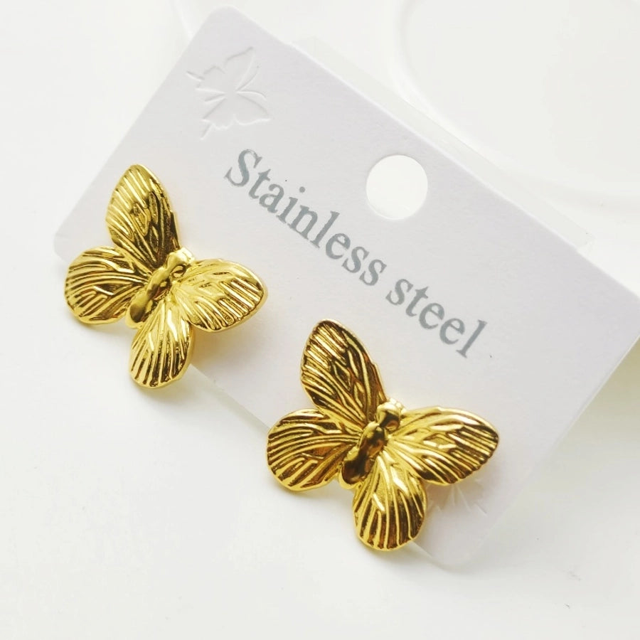 Butterfly Bow Knot Earrings [304 Stainless Steel,18K Gold Plated]