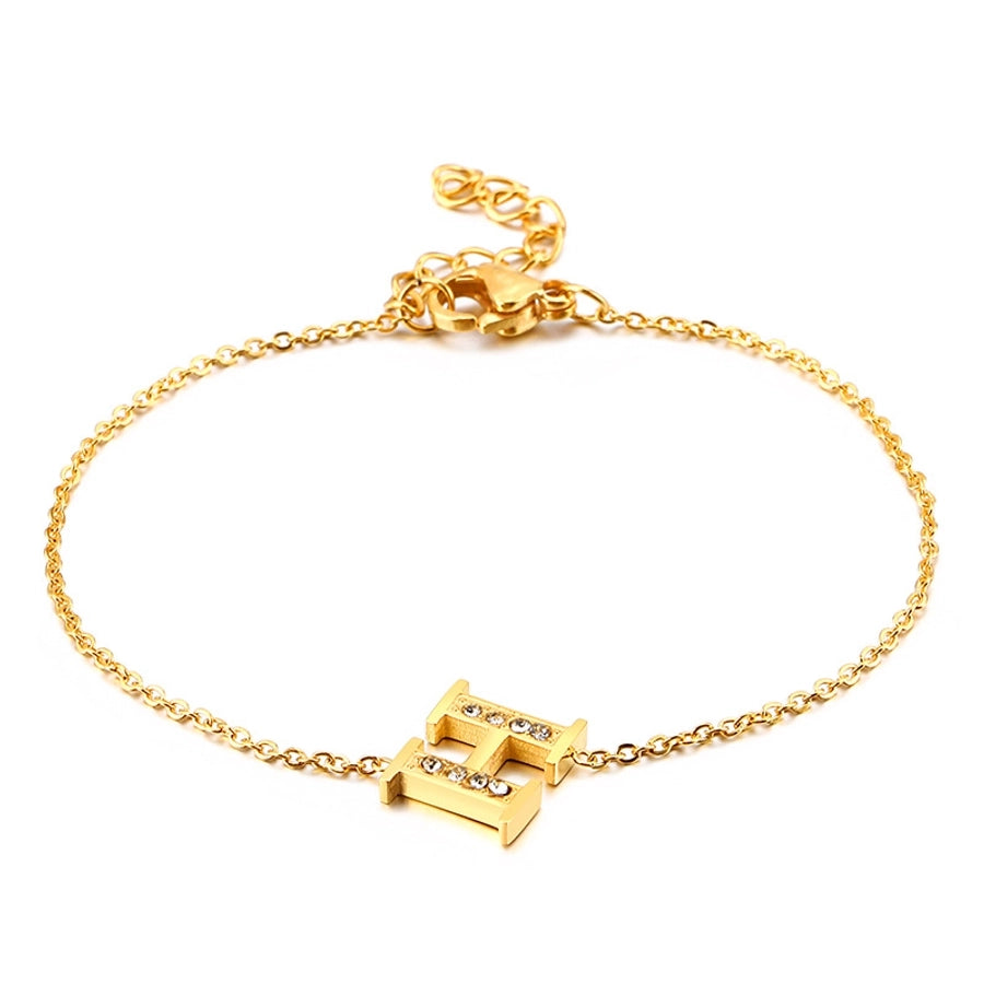 Letter Bracelets [304 Stainless Steel,18K Gold Plated]