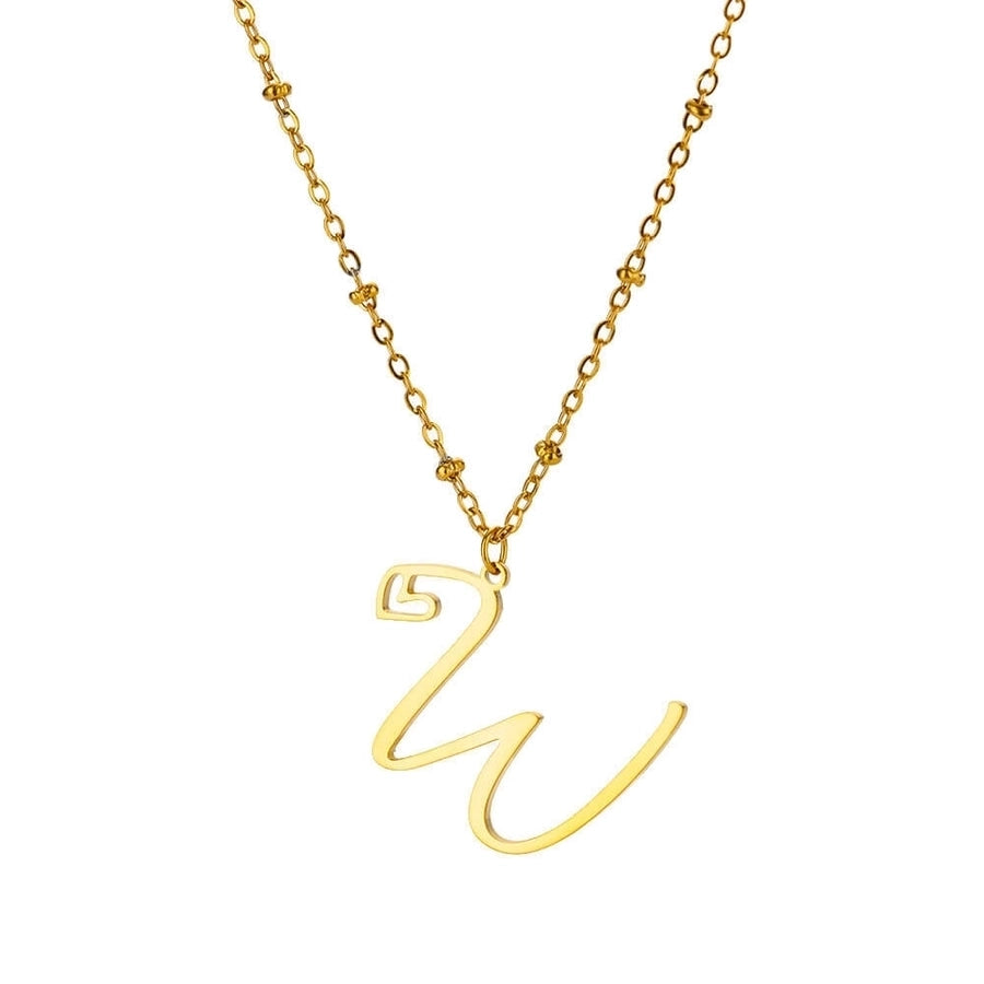 Calligraphic Letter Necklace [304 Stainless Steel]