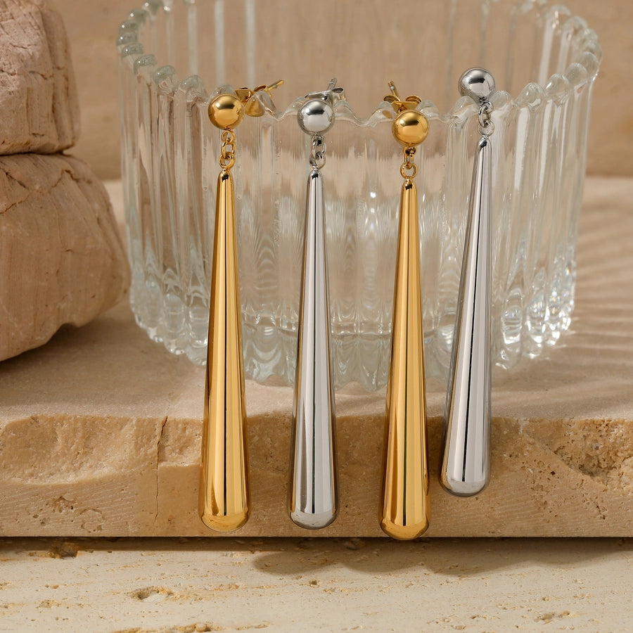 Water Droplets Drop Earrings [304 Stainless Steel,16K Gold Plated]