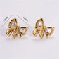 Shiny Bow Knot Artificial Gemstones Earrings [304 Stainless Steel]