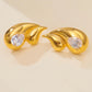 Water Droplets Zircon Earrings [304 Stainless Steel,18K Gold Plated]