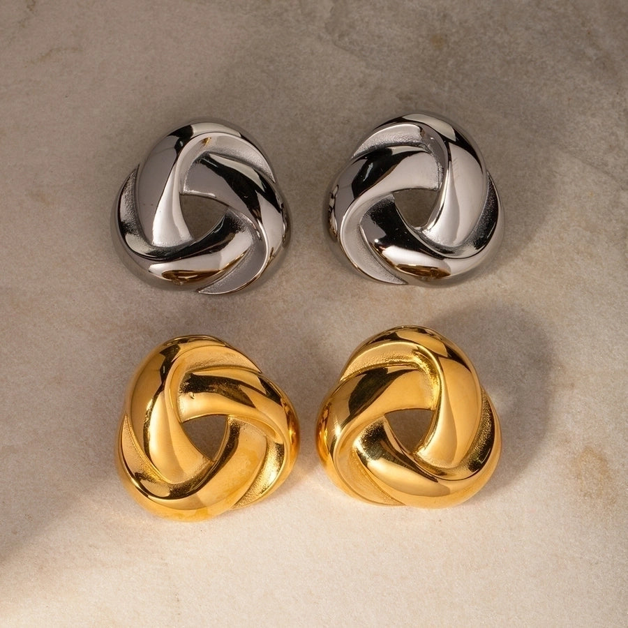 Swirl Triangle Earrings [304 Stainless Steel,18K Gold Plated]