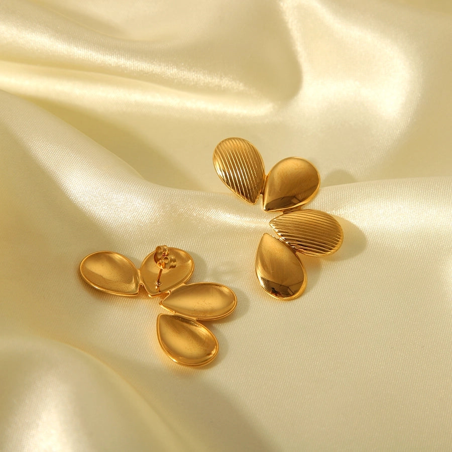 Floral Earrings [304 Stainless Steel,18K Gold Plated]