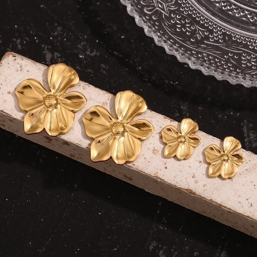 Blumenohrringe mischen [304 Edelstahl, 18K Gold plattiert]