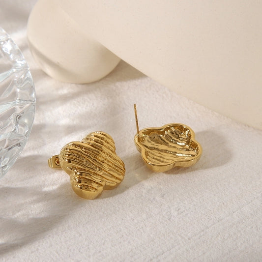 Commute Flower Earrings [304 Stainless Steel, 18K Gold Plated]