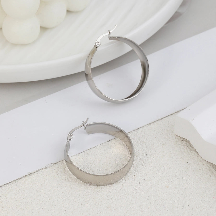 Round Hoop Earrings [304 Stainless Steel,18K Gold Plated]