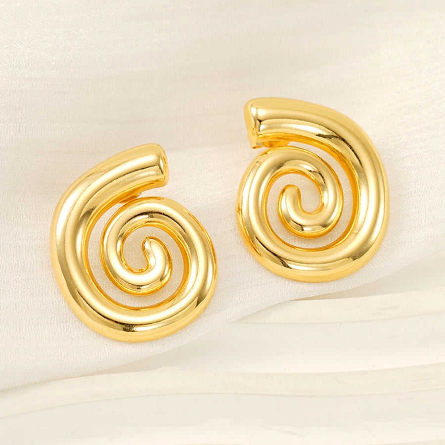 Lines Spiral Stripe Earrings [304 Stainless Steel,18K Gold Plated]