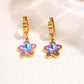 Purple Stone Butterfly Heart Flower Earrings [304 Stainless Steel]