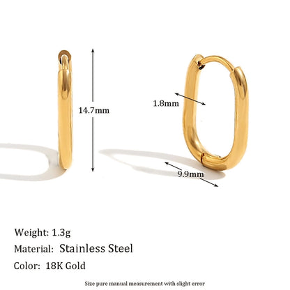 U Shape Plating Earrings [304 Stainless Steel,18K Gold Plated]