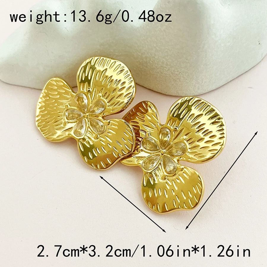 Mix Flower Earrings [304 Stainless Steel,14K Gold Plated]