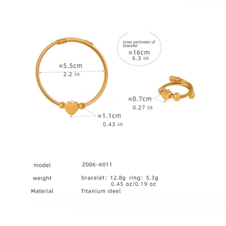 Anello/braccialetto a forma di cuore [acciaio inossidabile, oro 18K placcato]