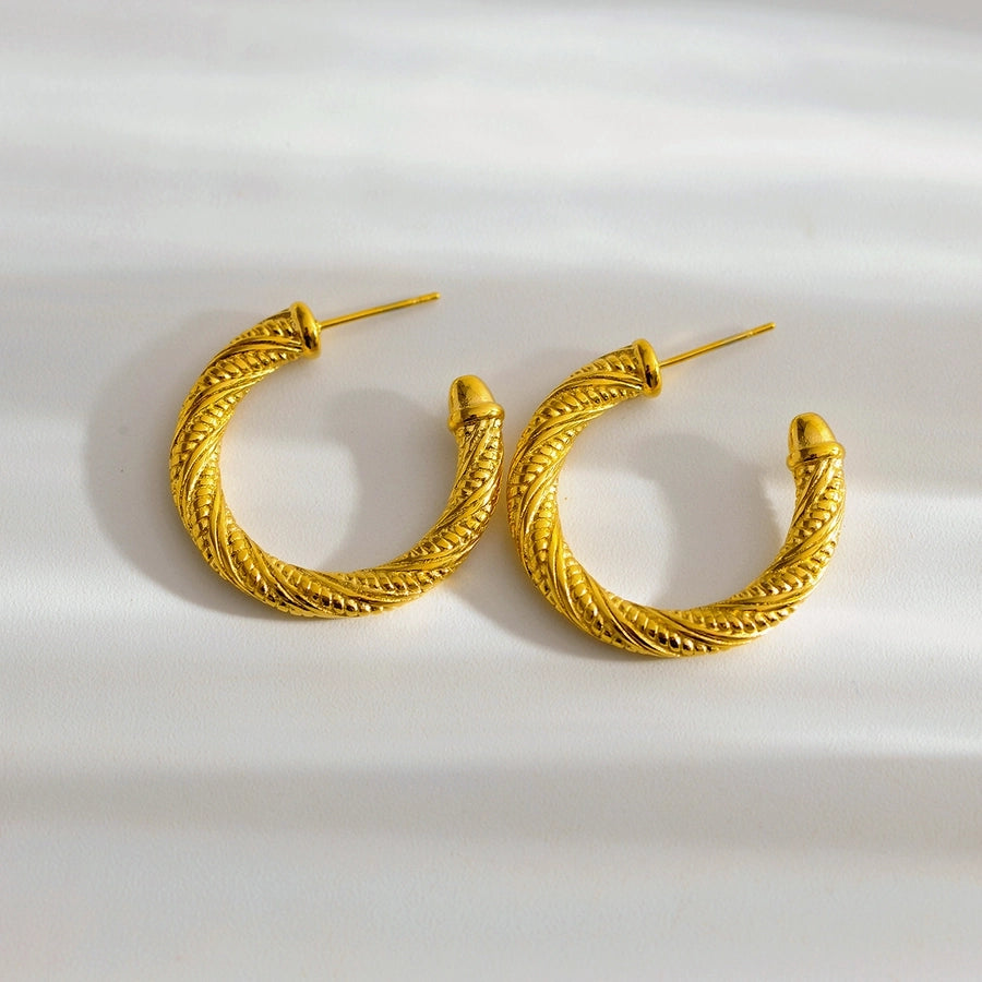 Moon Twist Earrings [304 Stainless Steel,18K Gold Plated]