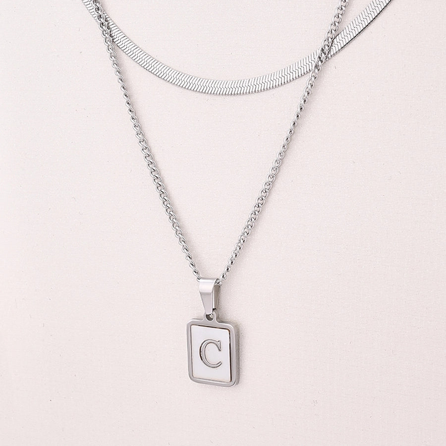 Silver Casual Simple Style Letter Rectangle Necklace [304 Stainless Steel]