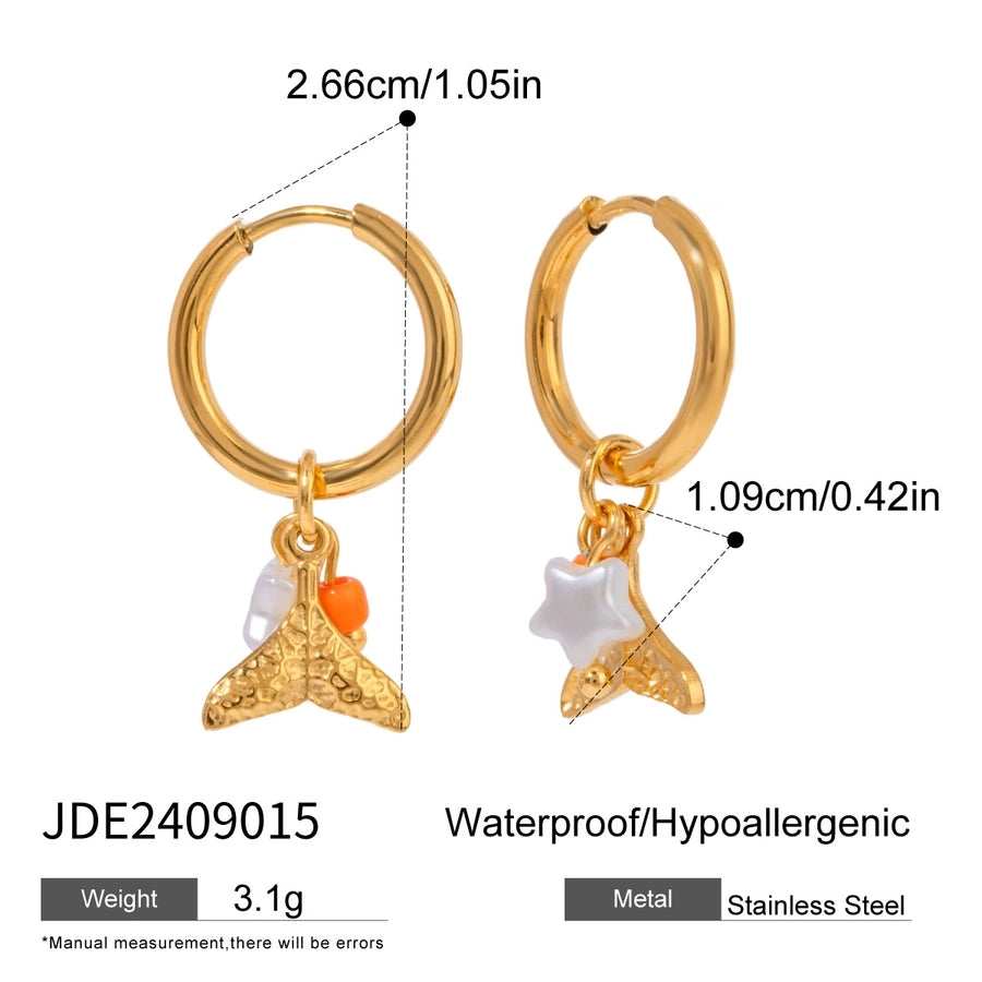 Stone Drop Earrings [304 Stainless Steel,18K Gold Plated]