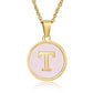 Round Letter Necklace [304 Stainless Steel,18K Gold Plated]