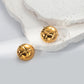 Round Irregular Ear Studs [304 Stainless Steel,14K Gold Plated]