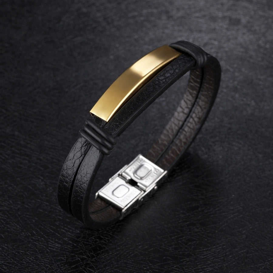 PU Leather Double Bracelet [304 Stainless Steel]