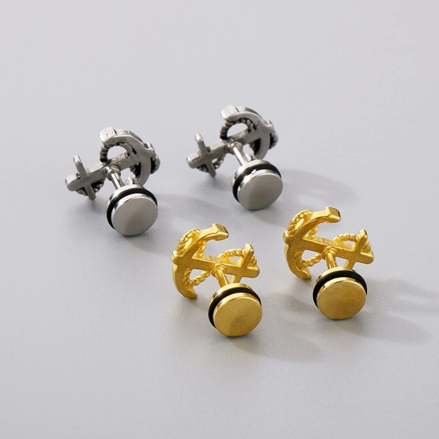 Anchor Ear Studs [304 Stainless Steel 18K Gold Plated]