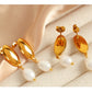 Freshwater Pearl Oval Drop Earrings [304 Stainless Steel,18K Gold Plated]