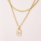 Letter RectanglePendant Necklace[304 Stainless Steel, 18K Gold Plated]