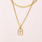 Letter RectanglePendant Necklace[304 Stainless Steel, 18K Gold Plated]