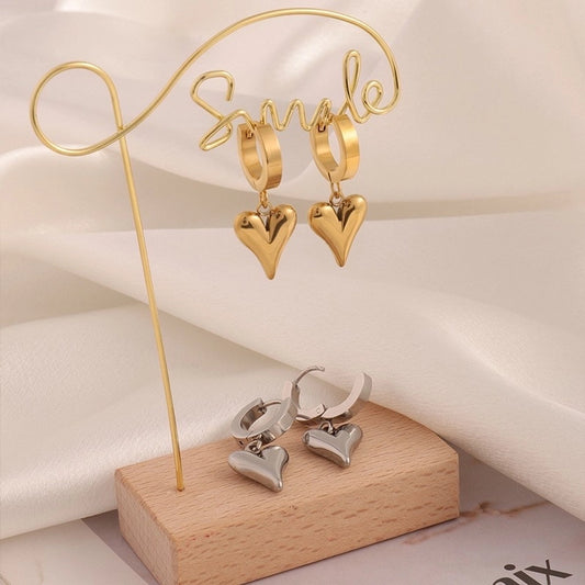 Luxurious Heart Shape Drop Pends [304 acero inoxidable, 18k dorado chapado]