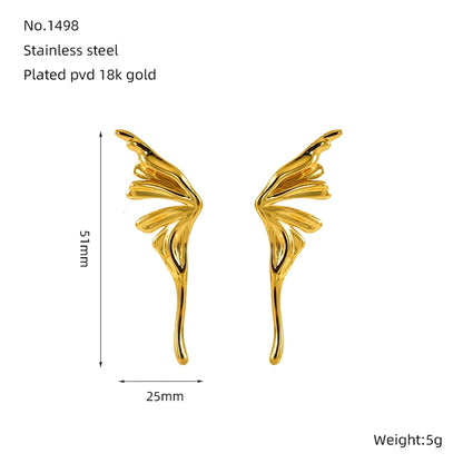 Gold Wings Butterfly Earrings [304 Stainless Steel,18K Gold Plated]