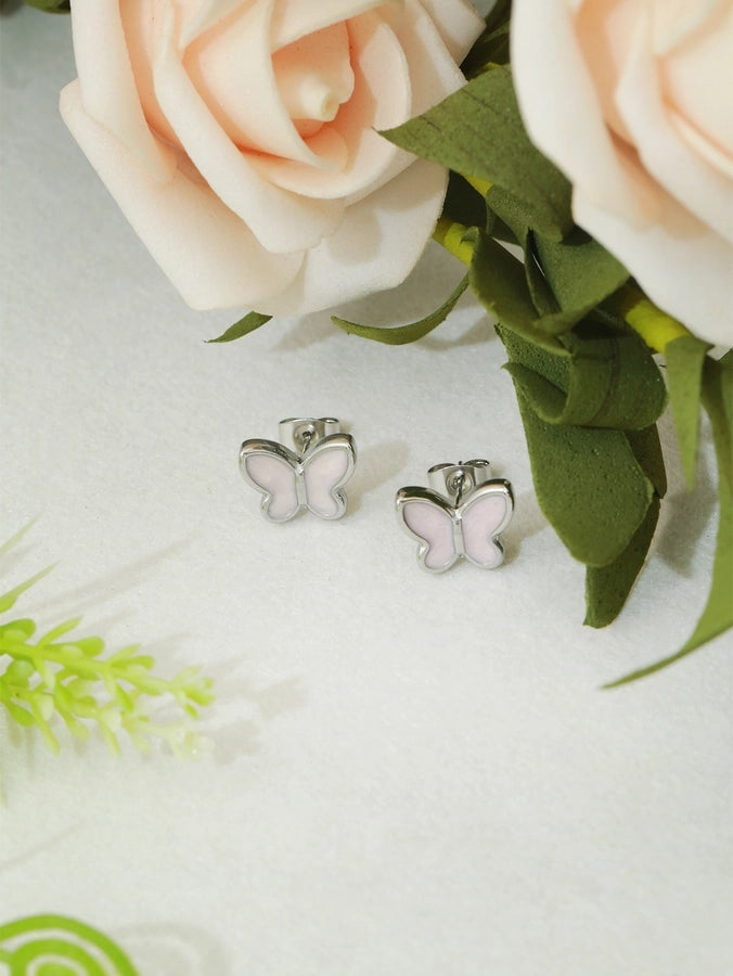 Butterfly Stud Earrings [304 Stainless Steel,18K Gold Plated]