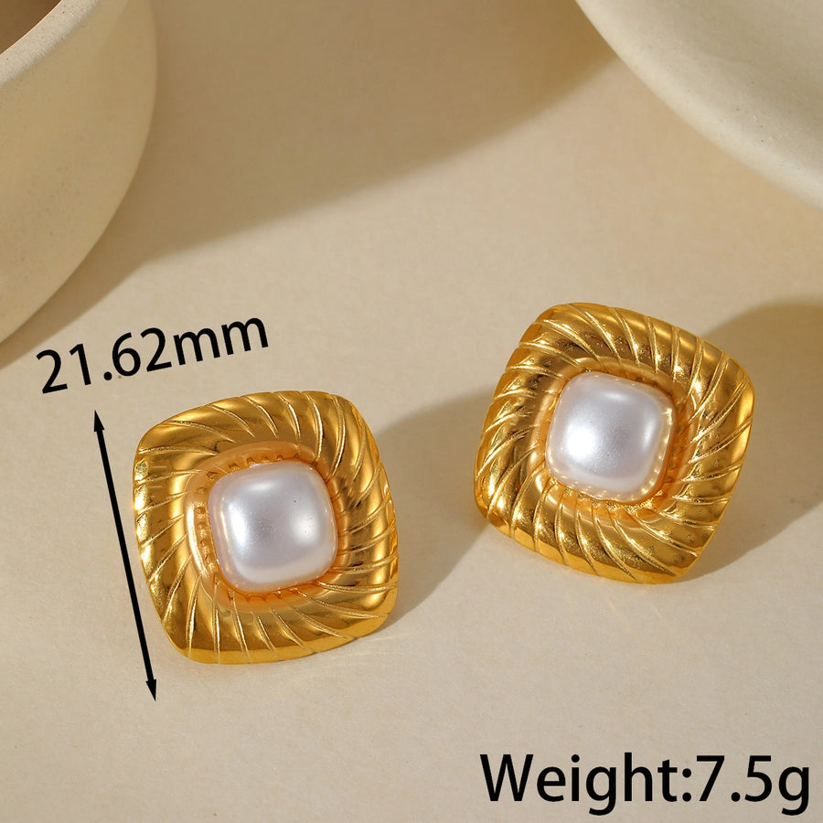 Artistic Irregular Pearl Earrings  [304 Stainless Steel,18K Gold Plated]