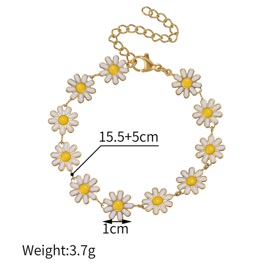 Pulseiras elegantes de flores [304 aço inoxidável]