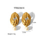 Oval Pleated Pearl Drop Earrings [304 Stainless Steel,18K Gold Plated]