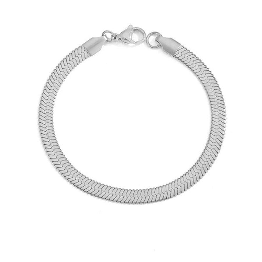 Flat Snake Chain Bracelet [ Stainless Steel, 14K Gold Plated]