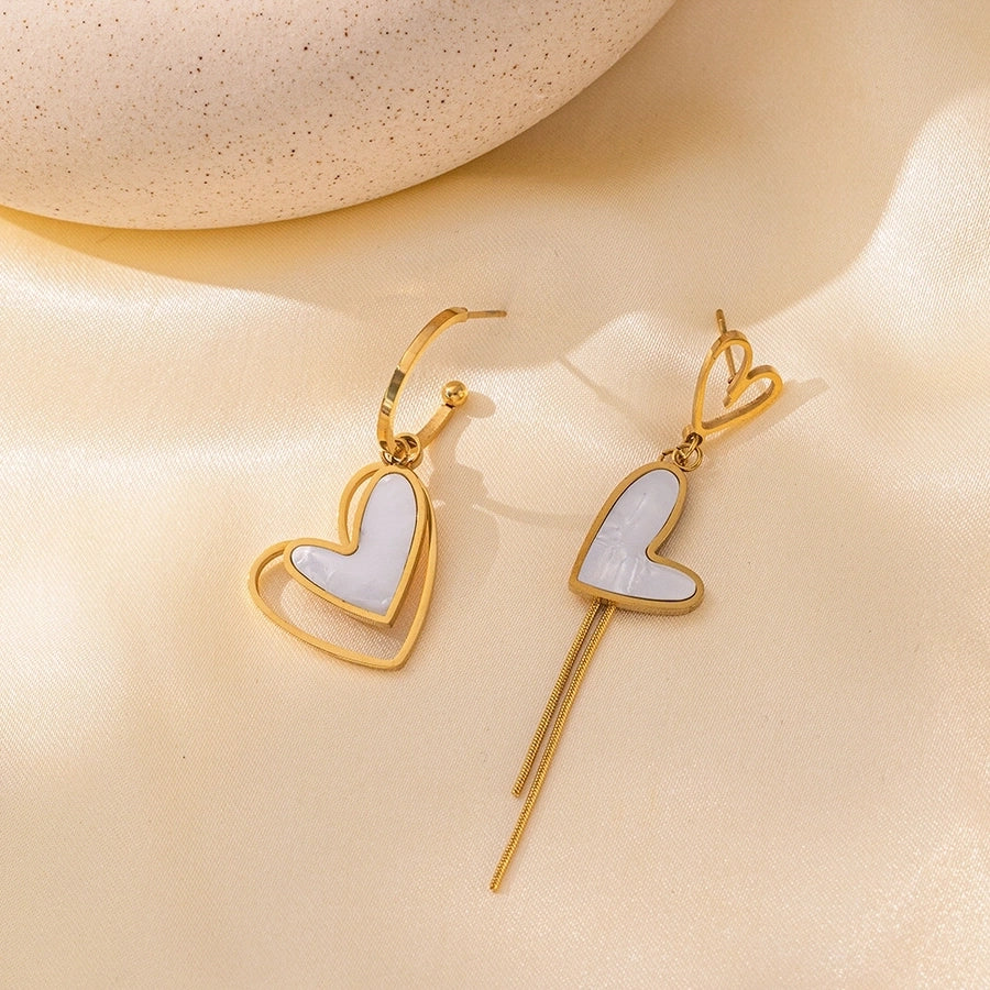 Heart Shape Acrylic 1Drop Earrings [304 Stainless Steel,18K Gold Plated]