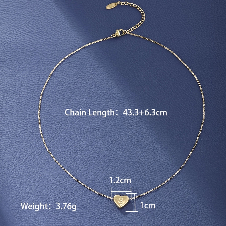 Collier de forme de coeur LETTER [304 en acier inoxydable, 18 km plaqués à l'or]