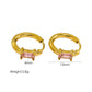 Square Zircon Hoop Earrings [304 Stainless Steel,18K Gold Plated]