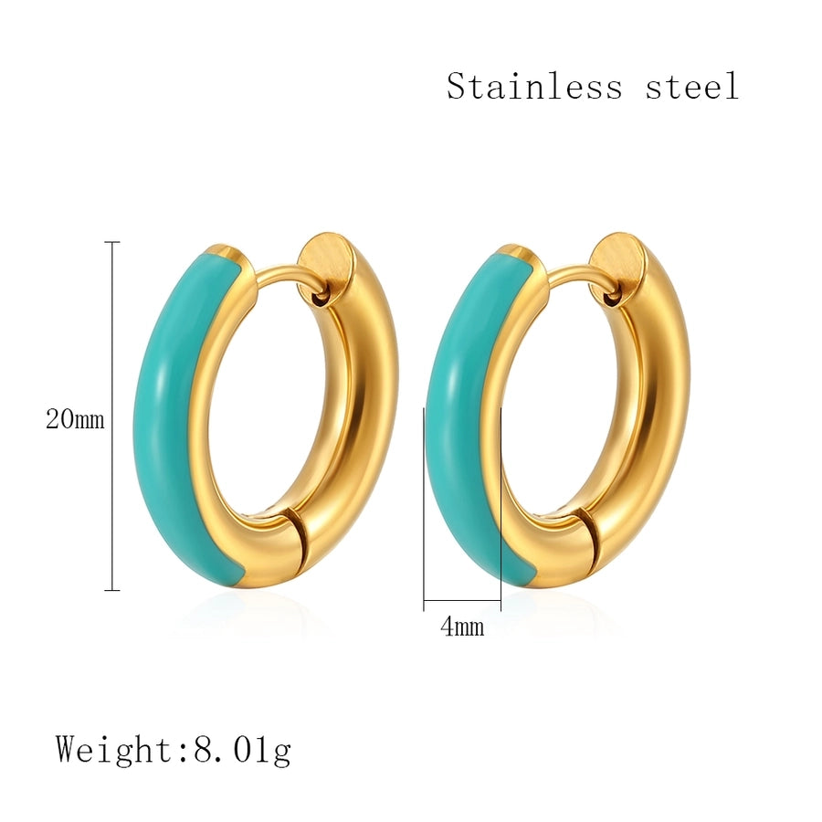 Color Block Epoxy Earrings [304 Stainless Steel,18K Gold Plated]